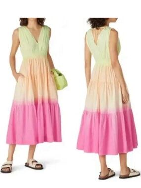 S/W/F Sleeveless Ombre Maxi Dress in yellow to pink